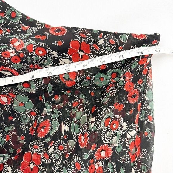 Veronica Beard Ballard Silk One Shoulder Floral Ruffle Dress Black Red Size 2 - Picture 10 of 10